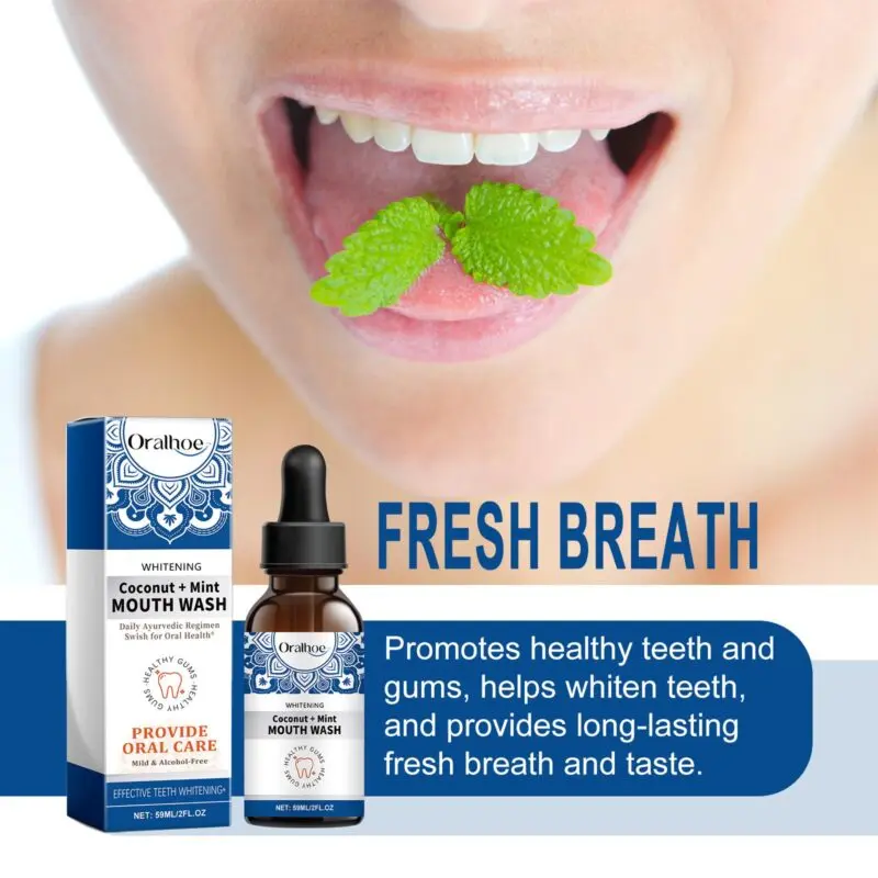 Oralhoe Coconut Mint Mouthwash - Stain Removal, Teeth Whitening & Fresh Breath - Image 3