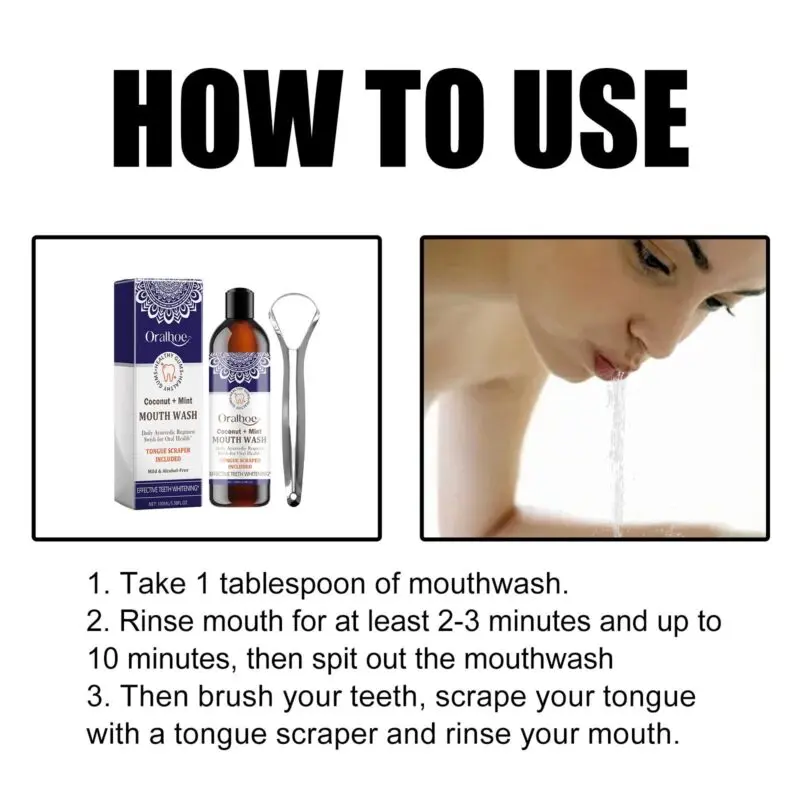 Oralhoe Coconut Mint Mouthwash - Tongue Cleaning, Fresh Breath & Oral Care - Image 6