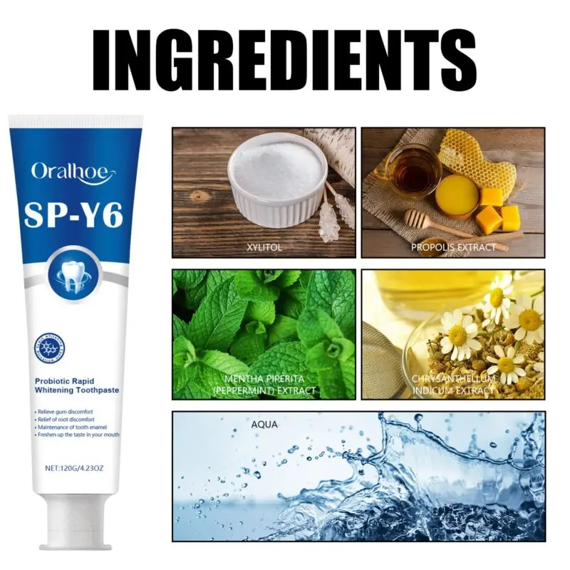 Oralhoe Probiotic Whitening Toothpaste for Fresh Breath, Stain & Tartar - Image 5
