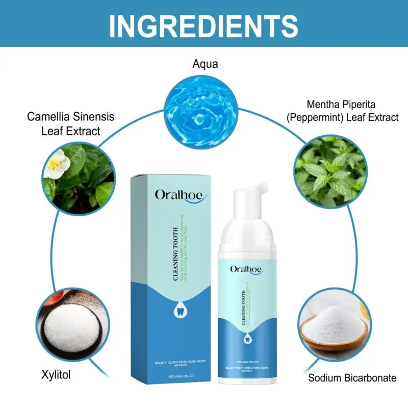 Oralhoe Beauty Tooth Mousse: Foaming Toothpaste for Bad Breath, Stain Removal, Gum Care & Whitening - Image 5