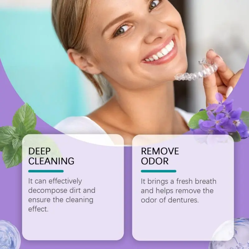 Oralhoe Purple Denture & Retainer Cleaning Tablets - Stain Removal & Odor Control - Image 4