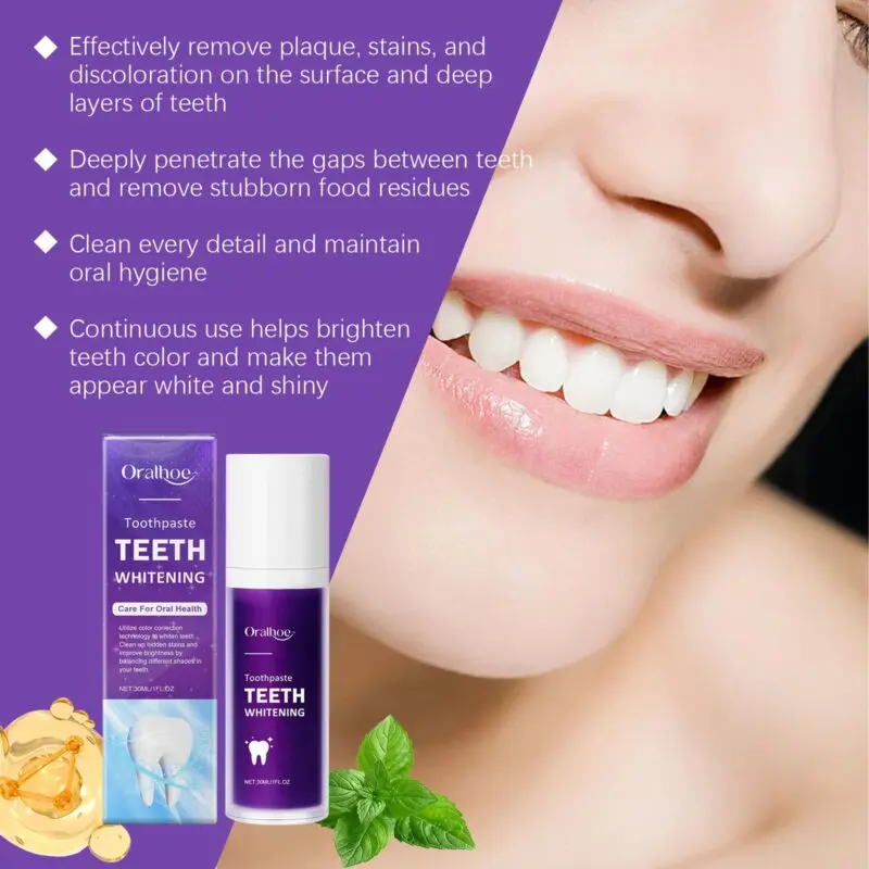 Oralhoe Purple Toothpaste: Daily Hygiene, Odor & Dirt Removal, Teeth Brightening - Image 4