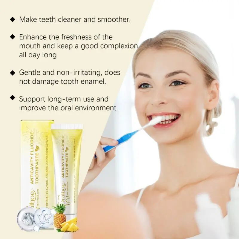 Oralhoe Pineapple Toothpaste - Mild Fruit Flavor, Daily Whitening & Oral Care - Image 3