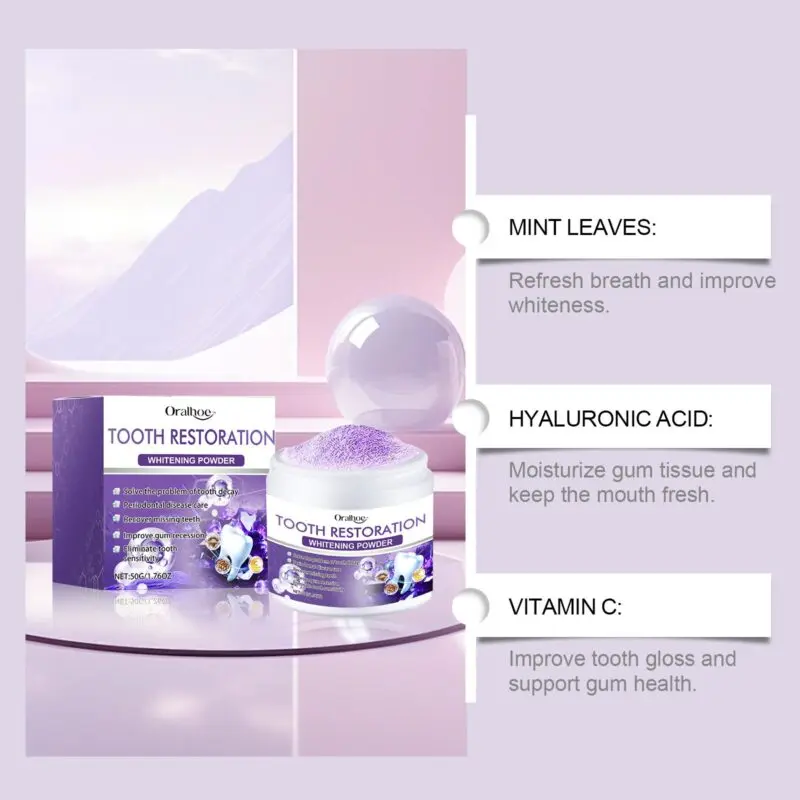 Oralhoe Purple Tooth Powder: Natural Stain Removal, Fresh Breath and Dental Care - Image 2