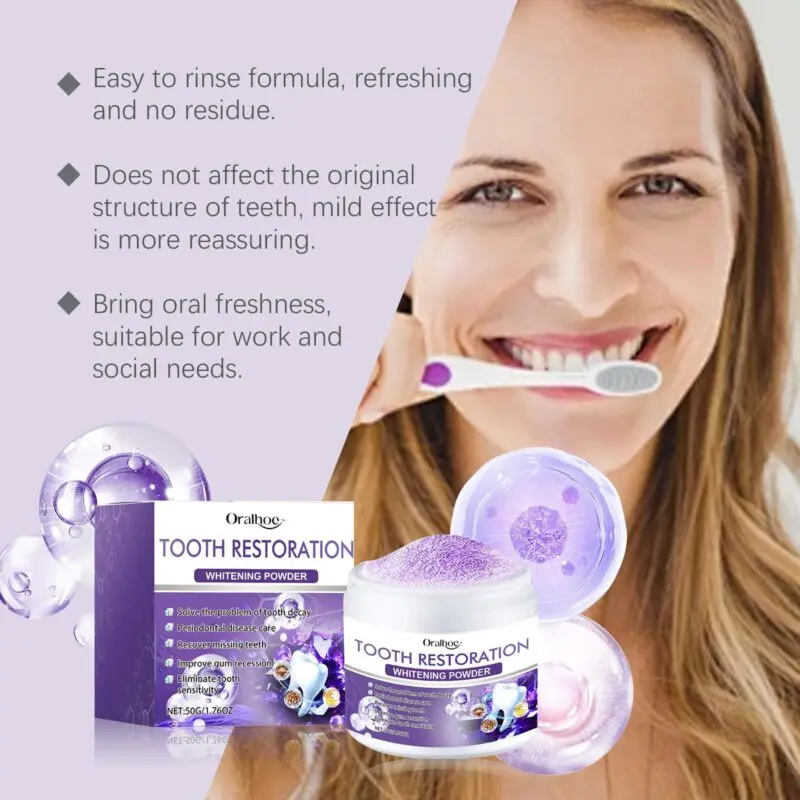 Oralhoe Purple Tooth Powder: Natural Stain Removal, Fresh Breath and Dental Care - Image 3