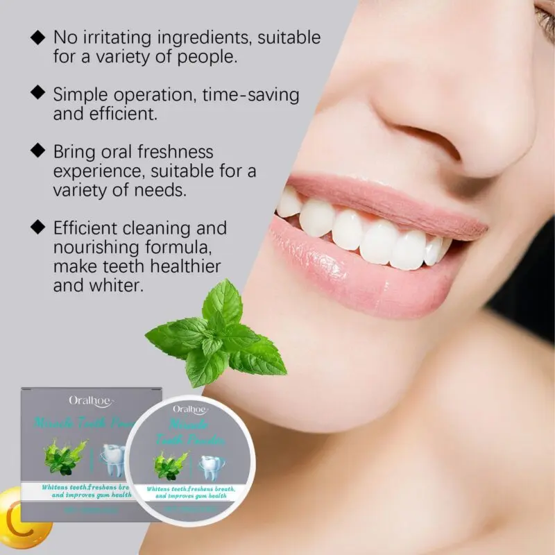 Oralhoe Mint Tooth Powder: Gentle Teeth Cleaning for Fresh Breath & Oral Hygiene - Image 3