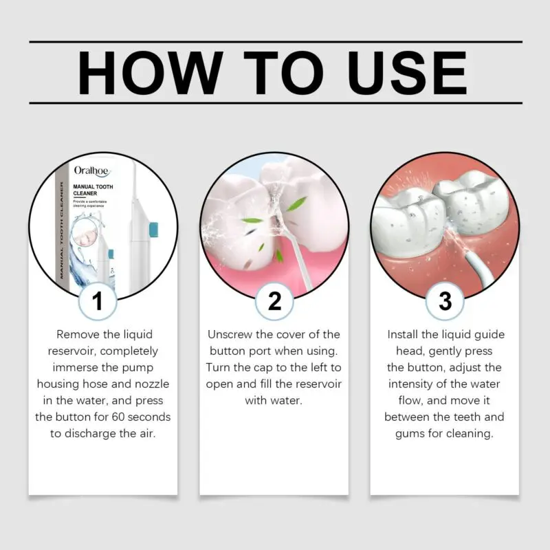 Oralhoe Manual Water Flosser for Gentle Teeth Cleaning and Oral Care - Image 6
