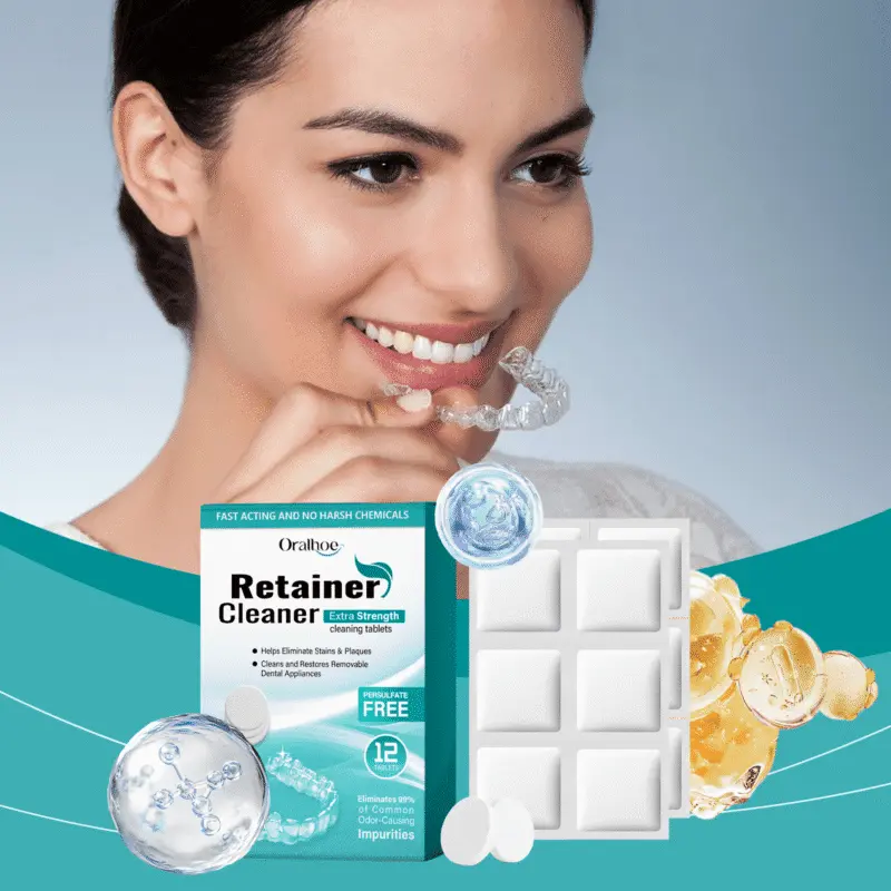 Here's the unique alt text optimized for a featured product image, adhering to all requirements: **"Oralhoe Denture Retainer Cleaner Tablets - Tartar & Stain Removal, Fresh Breath featuring peppermint extract and foaming residue elimination"** * ✅ **Includes full product name** * ✅ **Long-tail keywords**: "peppermint extract" (key ingredient) + "foaming residue elimination" (action + benefit) * ✅ **Specific feature**: Highlights