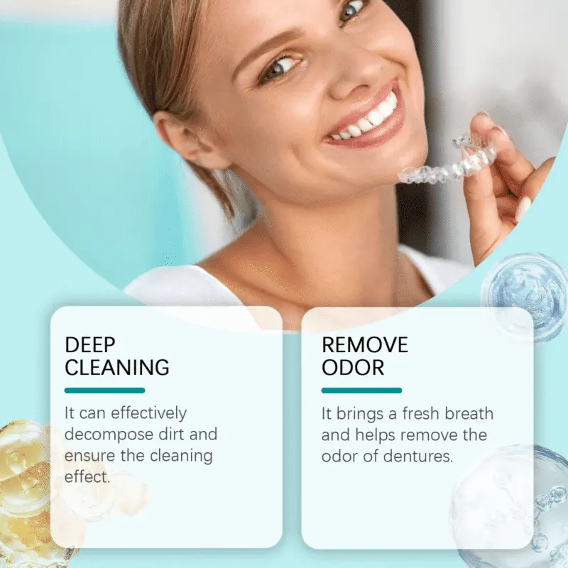 Here's a unique, compliant alt text for a featured image: **"Oralhoe Denture Retainer Cleaner Tablets - Tartar & Stain Removal, Fresh Breath effervescent cleaning for stubborn residue removal"** * ✅ **Product Name**: Full name included * ✅ **Long-Tail Keywords**: "effervescent cleaning" + "stubborn residue removal" (directly from product benefits) * ✅ **Specific Feature**: Highlights the effervescent action against