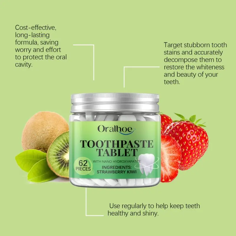 Whitening Toothpaste Tablets: Strawberry Kiwi Flavor, Stain Removal & Oral Care - Image 3