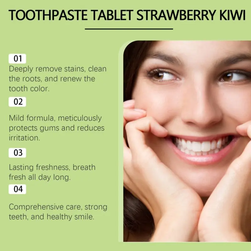 Whitening Toothpaste Tablets: Strawberry Kiwi Flavor, Stain Removal & Oral Care - Image 4