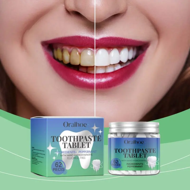 Oralhoe Whitening Toothpaste Tablets Mint - Removes Yellow Stains, Tartar, Odor - Image 2