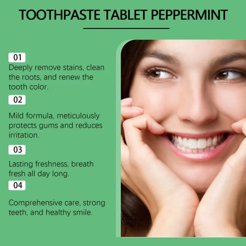 Oralhoe Whitening Toothpaste Tablets Mint - Removes Yellow Stains, Tartar, Odor - Image 4