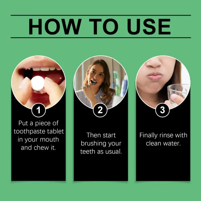 Oralhoe Whitening Toothpaste Tablets Mint - Removes Yellow Stains, Tartar, Odor - Image 6
