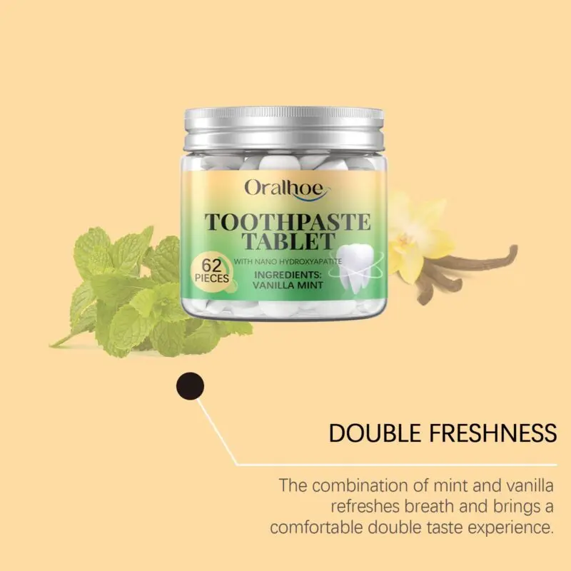 Oralhoe Vanilla Mint Toothpaste Tablets - Stain Removal & Fresh Breath - Image 3