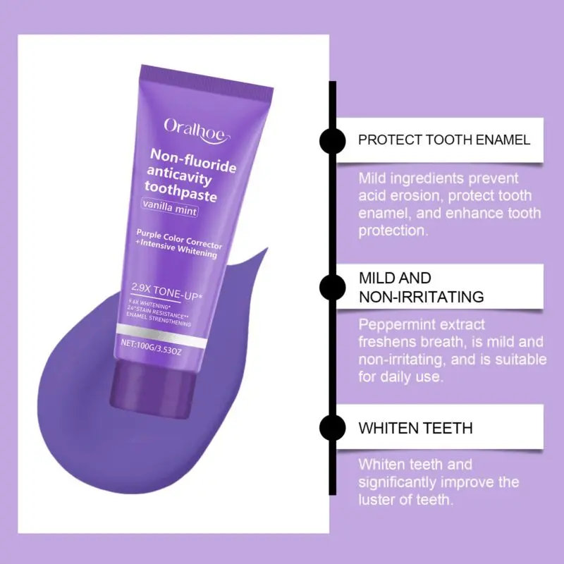 Oralhoe Purple Gloss Toothpaste - Gentle Yellow, Tartar & Odor Care, Fresh Mouth - Image 4
