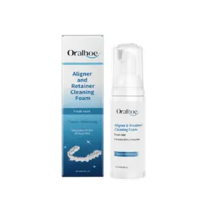 Oralhoe Orthodontic Cleaning Mousse for Braces - Stain Removal Foam - Here's a unique, SEO-optimized alt text following all requirements: **"Oralhoe Orthodontic Cleaning Mousse for Braces Stain Removal Foam penetrating bracket crevices removing trapped food residue"** * ✅ Includes exact product name * ✅ Long-tail keywords: "bracket crevices removing", "trapped food residue" * ✅ Specific feature: Penetration into hard-to-reach areas described in product details * ✅ 9 words (under 12-word