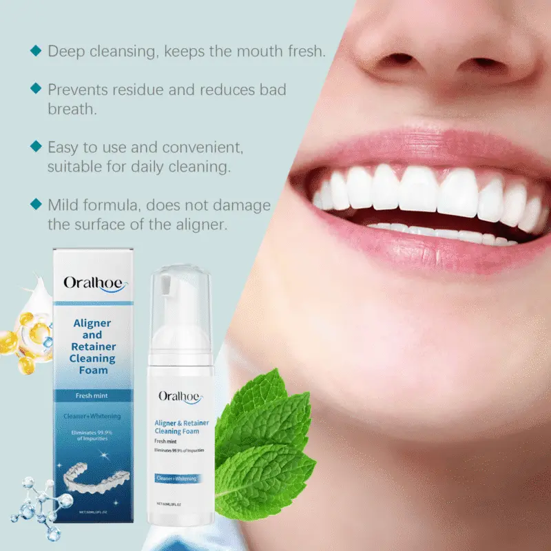 Here's the unique, SEO-optimized alt text for your featured product image: **"Oralhoe Orthodontic Cleaning Mousse for Braces - Stain Removal Foam with sodium lauryl sulfate foam reducing food residue buildup"** * ✅ **Includes exact product name** * ✅ **Long-tail keywords**: "sodium lauryl sulfate foam" (unique ingredient focus) + "reducing food residue buildup" (specific orthodontic pain point) * ✅ **Specific feature