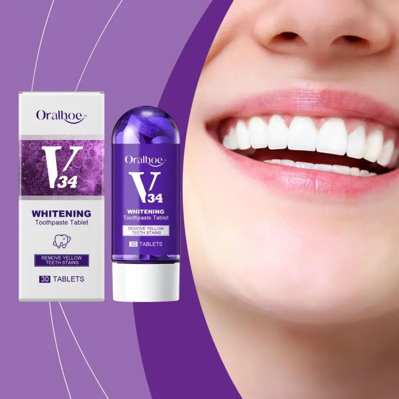 Oralhoe Whitening Toothpaste Tablets - Tartar & Stain Removal, Fresh Breath - Image 2
