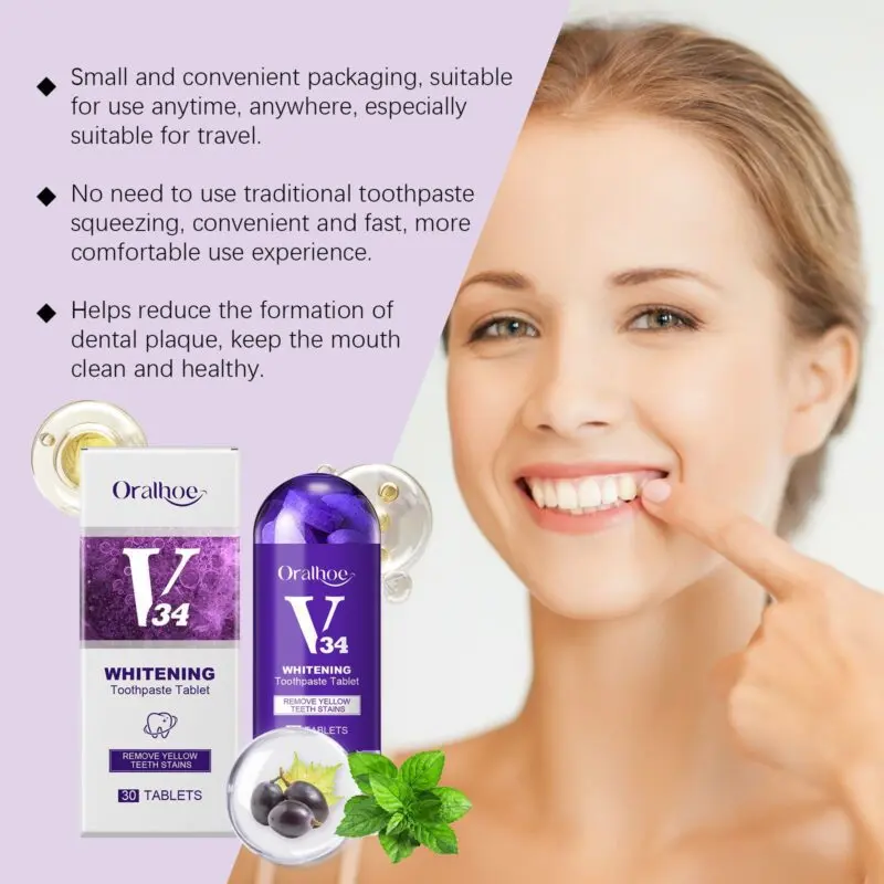 Oralhoe Whitening Toothpaste Tablets - Tartar & Stain Removal, Fresh Breath - Image 4