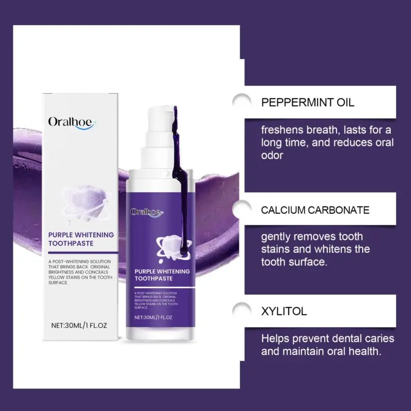 Oralhoe Purple Toothpaste: Tartar & Stain Removal, Mint Fresh - Image 4