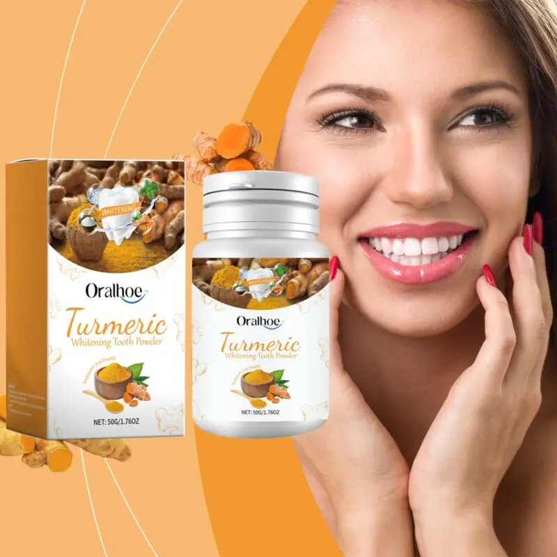 Oralhoe Turmeric Tooth Powder: Yellow Stain & Odor Removal, Clean Smile - Image 2
