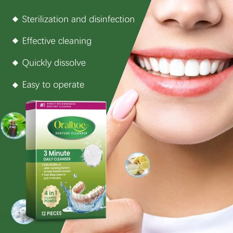 Oralhoe Denture Cleaning Tablets - Stain Removal, Braces Care & Daily Hygiene - Image 3