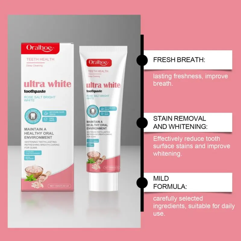 Oralhoe Rose Whitening Toothpaste: Gentle Stain Removal & Brightening - Image 3