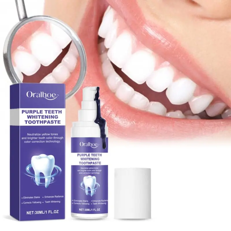 Oralhoe Purple Brightening Toothpaste for Stain Removal and Dental Hygiene - Image 2