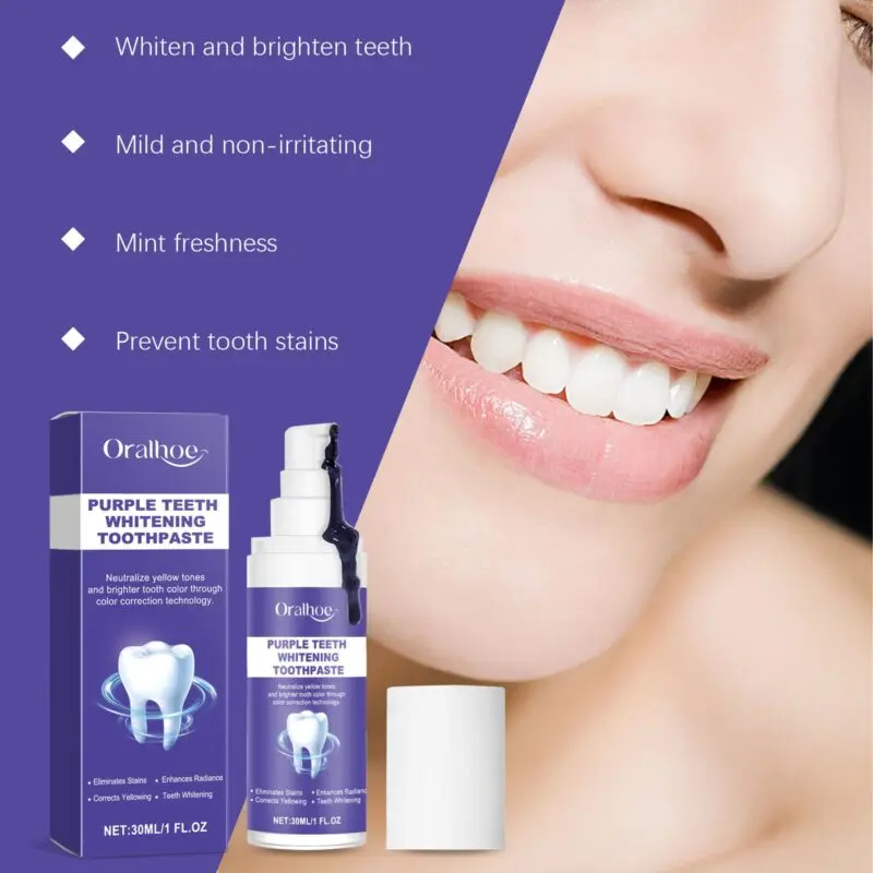 Oralhoe Purple Brightening Toothpaste for Stain Removal and Dental Hygiene - Image 3