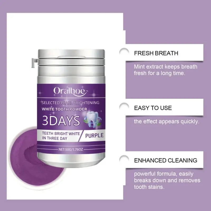 Oralhoe Purple Tooth Powder for Fresh Breath, Odor Control & Teeth Cleaning - Image 4