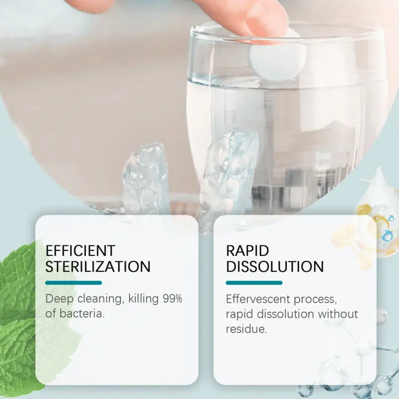 Oralhoe effervescent cleaning tablets for braces, removes stains & odors
