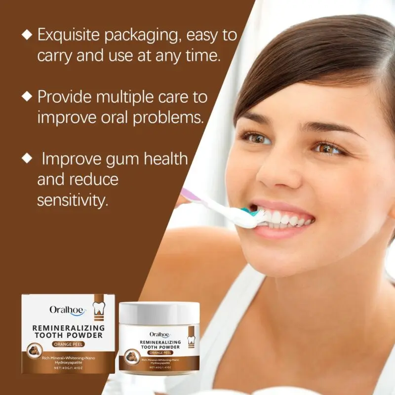 Oralhoe Tangerine Peel Dental Powder - Gentle Stain Remover & Fresh Breath - Image 3