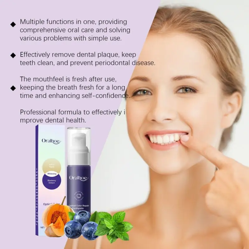 Oralhoe Purple Shine Toothpaste: Stain Removal, Glossy Teeth & Fresh Mouth - Image 4