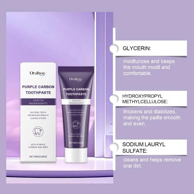 Oralhoe Purple Care Toothpaste for Daily Tartar, Stain, Odor Care & Freshness - Image 2