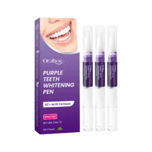 Oralhoe Purple Teeth Whitening Pen gently removes smoke and tea stains for fresh breath and brighter teeth