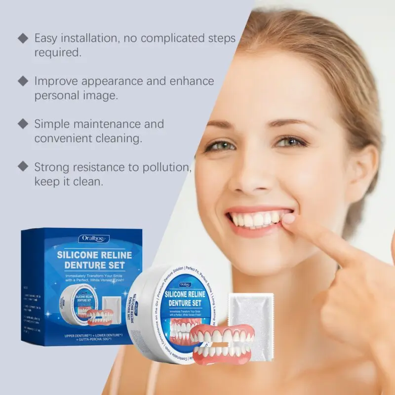 Oralhoe Full Denture Set - Comfortable Complete Denture Kit for Smile Enhancement - Image 4